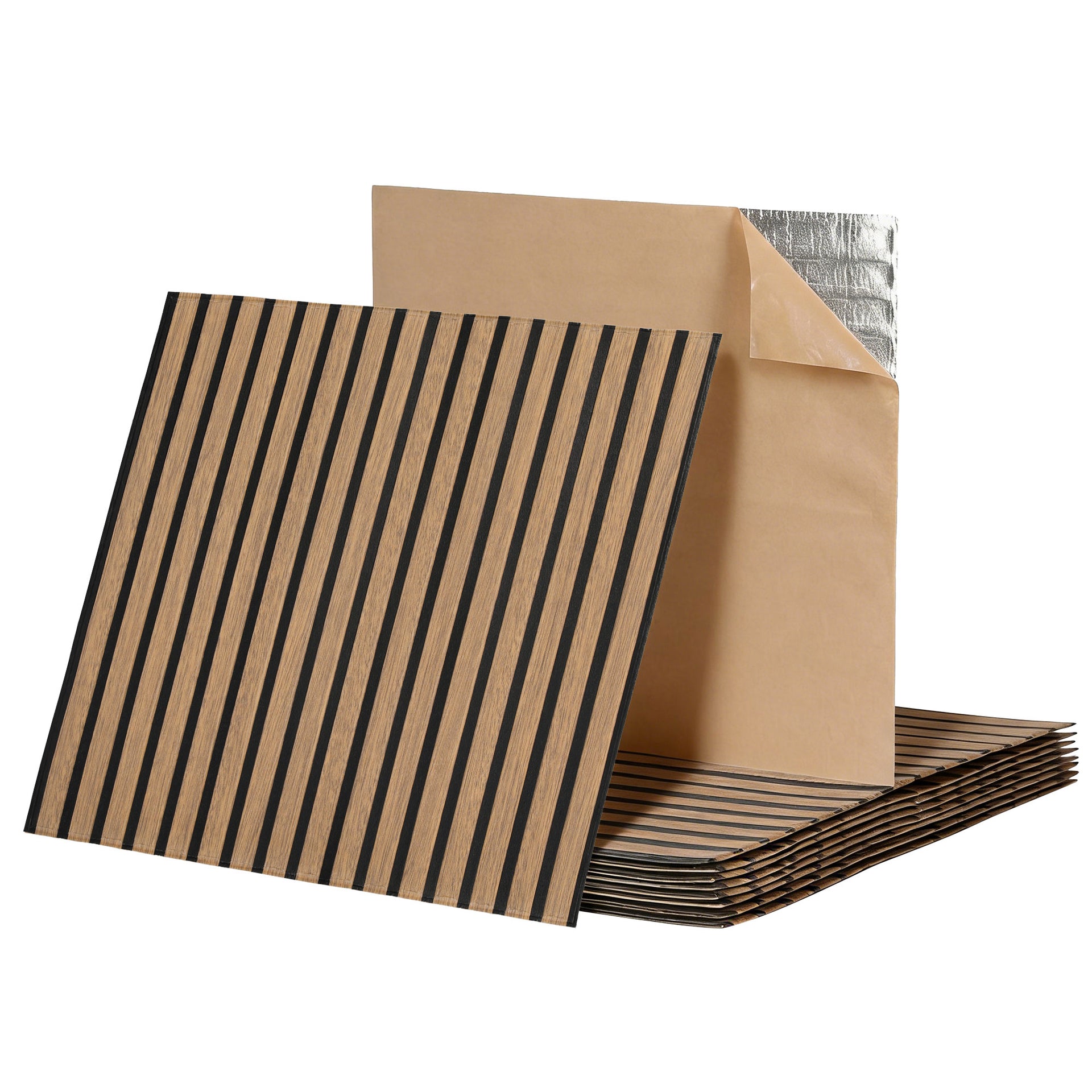 Artiss 10PCS Peel and Stick Wall Panels Tiles 68X68CM Self Adhesive for Home Office Studio Brown Awezingly