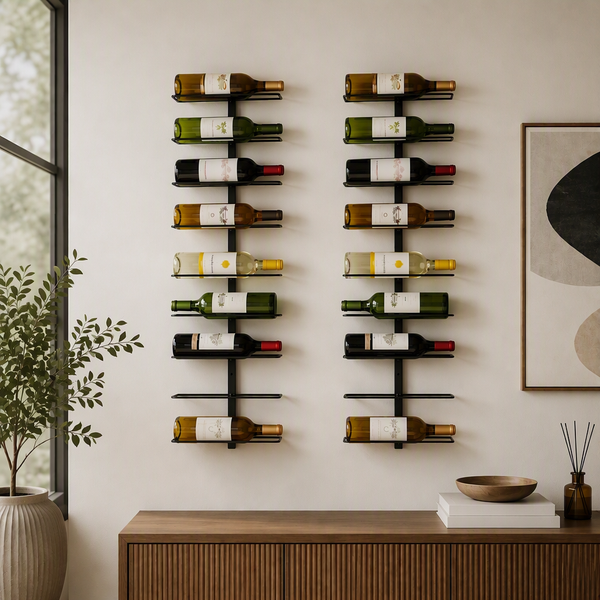 Artiss Wall Mounted Wine Rack Holder Black Metal - Set of 2 (18-Bottle Capacity) Awezingly