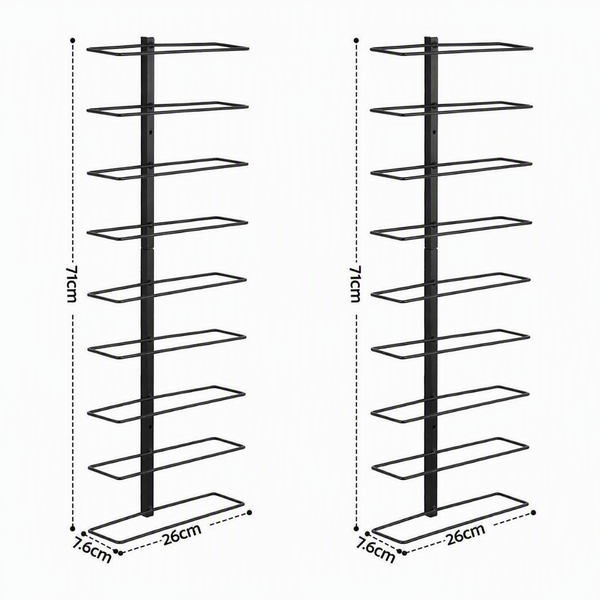 Artiss Wall Mounted Wine Rack Holder Black Metal - Set of 2 (18-Bottle Capacity) Awezingly