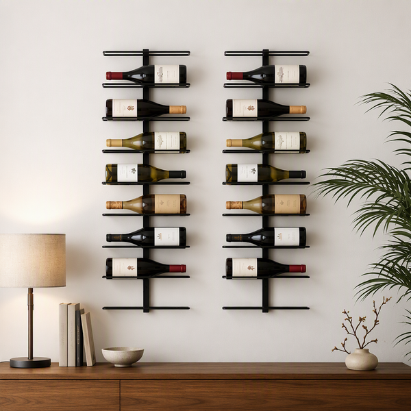 Artiss Wall Mounted Wine Rack Holder Black Metal - Set of 2 (18-Bottle Capacity) Awezingly
