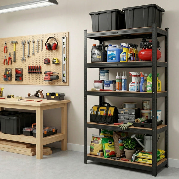 Giantz Garage Shelving 1.6X0.8m Warehouse Shelves Storage Rack Pallet Racking Black Awezingly