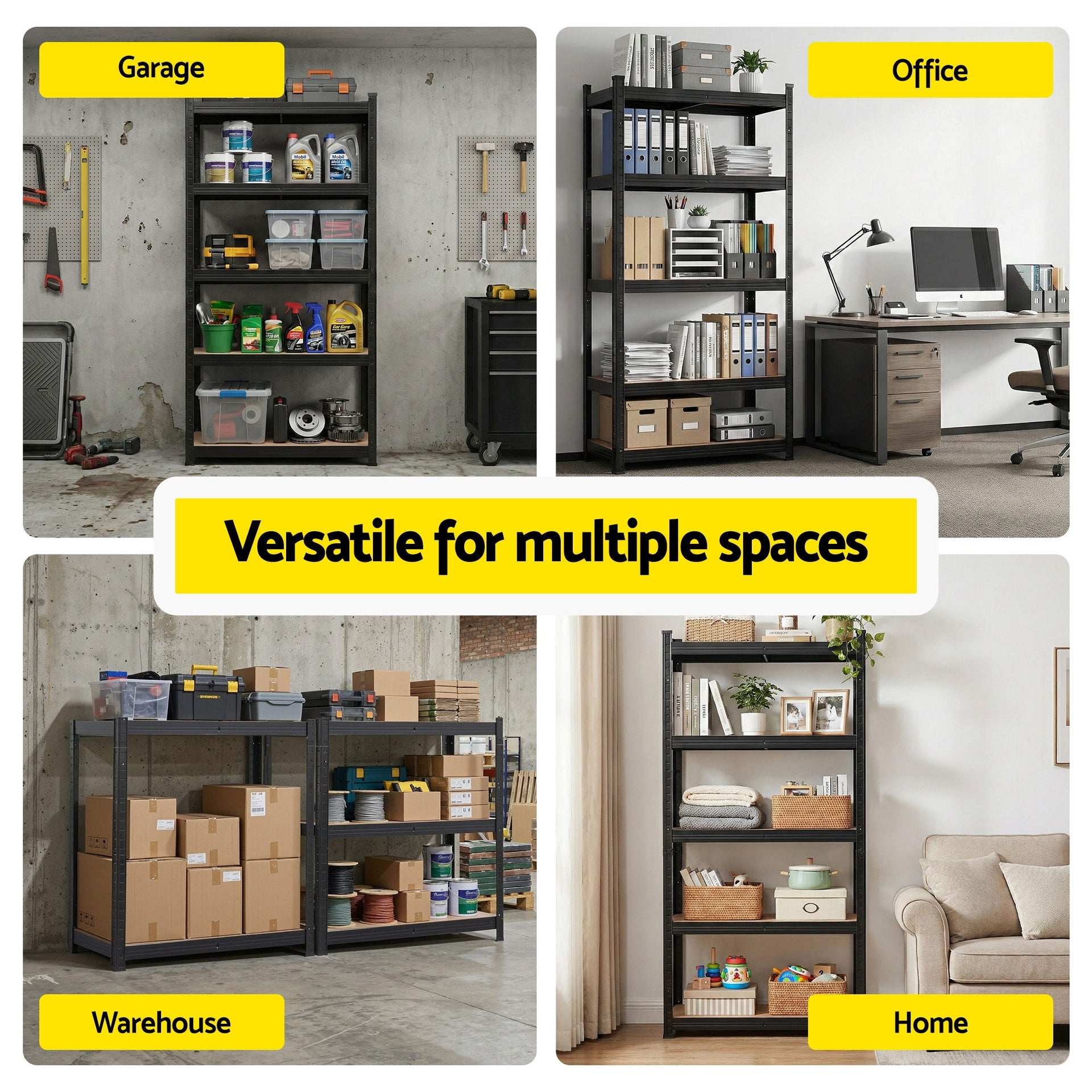 Giantz Garage Shelving 1.6X0.8m Warehouse Shelves Storage Rack Pallet Racking Black Awezingly