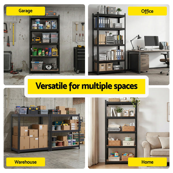 Giantz Garage Shelving 1.6X0.8m Warehouse Shelves Storage Rack Pallet Racking Black Awezingly