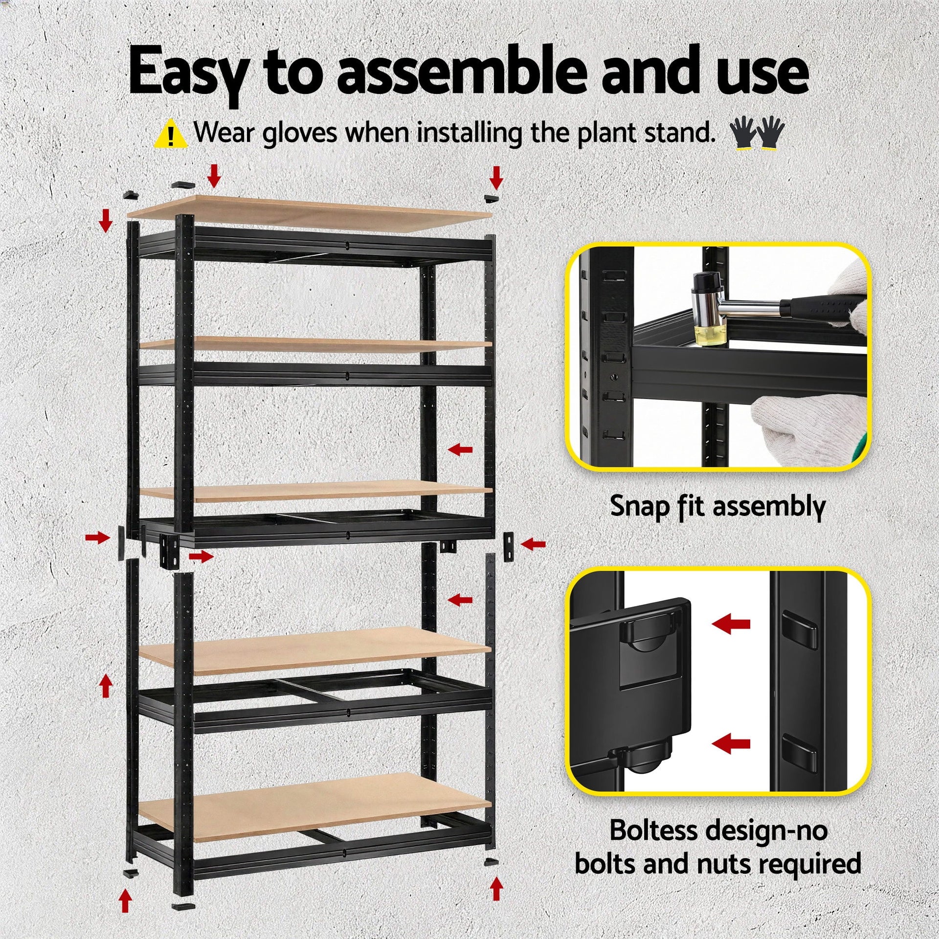 Giantz Garage Shelving 1.6X0.8m Warehouse Shelves Storage Rack Pallet Racking Black Awezingly