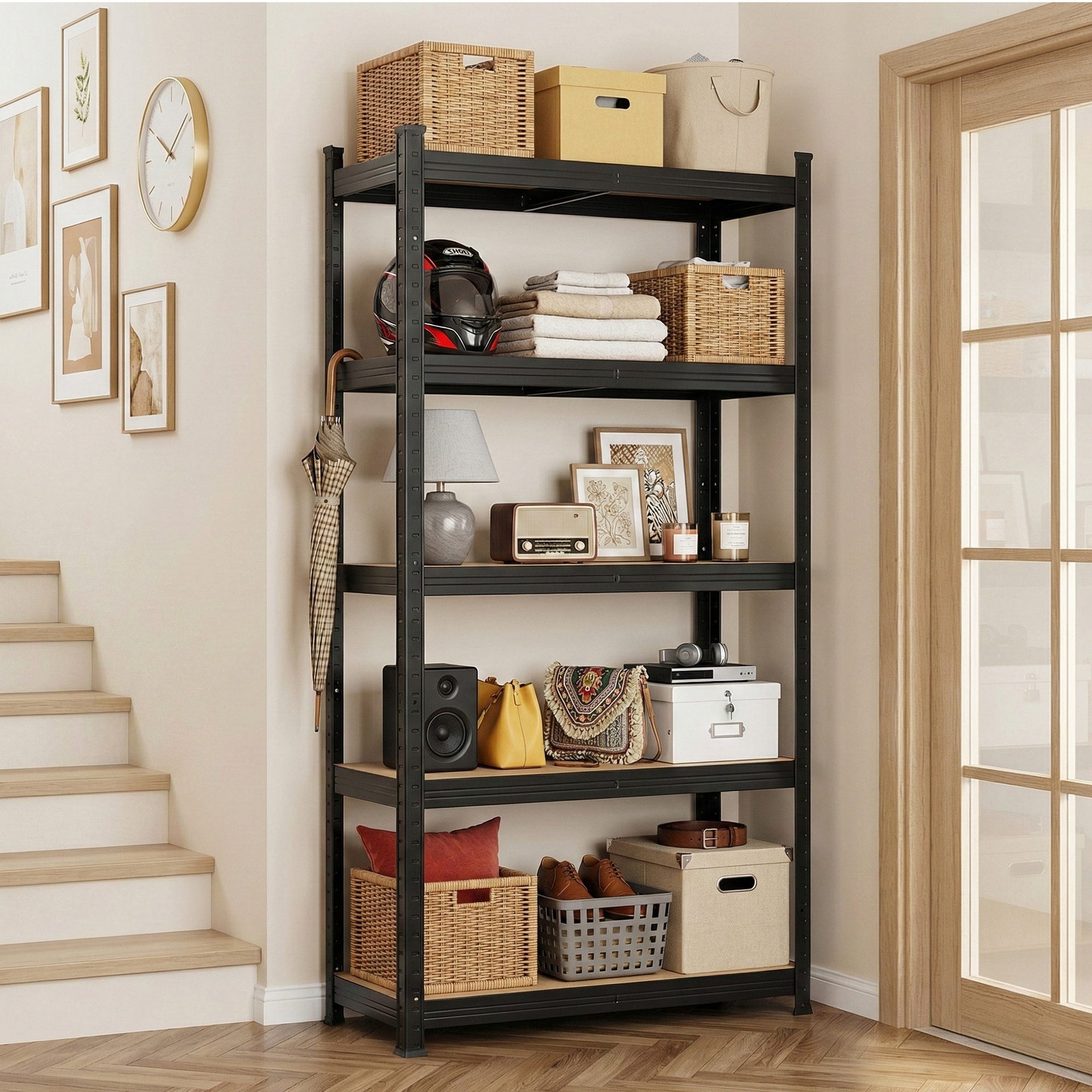 Giantz Garage Shelving 1.6X0.8m Warehouse Shelves Storage Rack Pallet Racking Black Awezingly