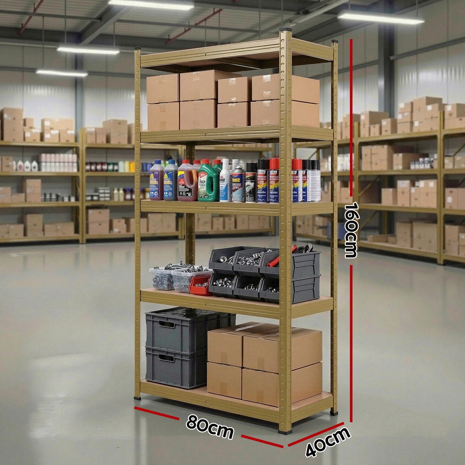 Giantz Garage Shelving 1.6X0.8m Warehouse Shelves Storage Rack Pallet Racking Yellow Awezingly