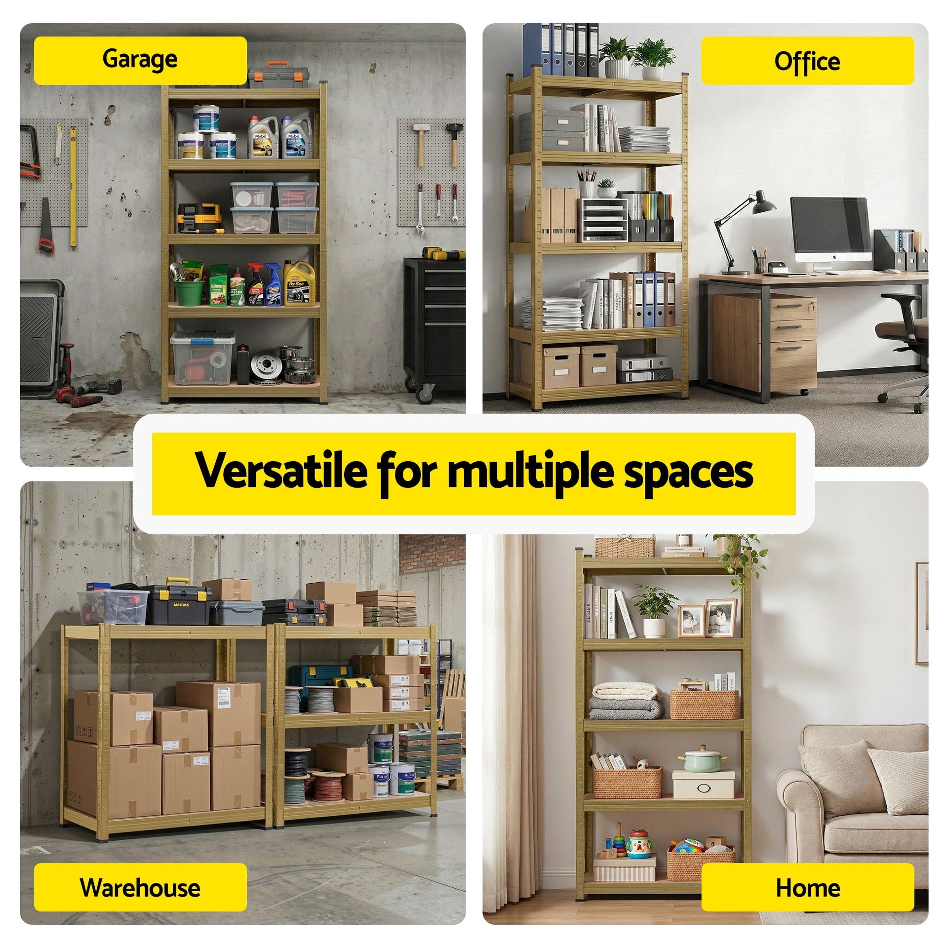 Giantz Garage Shelving 1.6X0.8m Warehouse Shelves Storage Rack Pallet Racking Yellow Awezingly