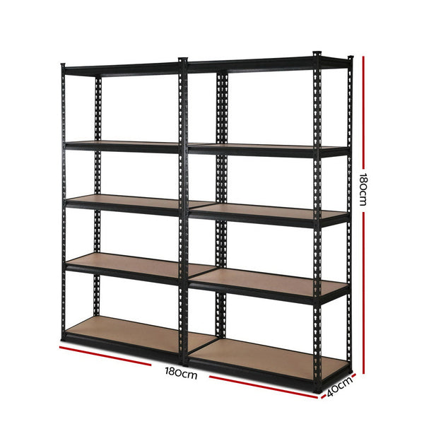 Giantz 2x1.8M Garage Shelving Warehouse Rack Pallet Racking Storage Shelve Black Giantz