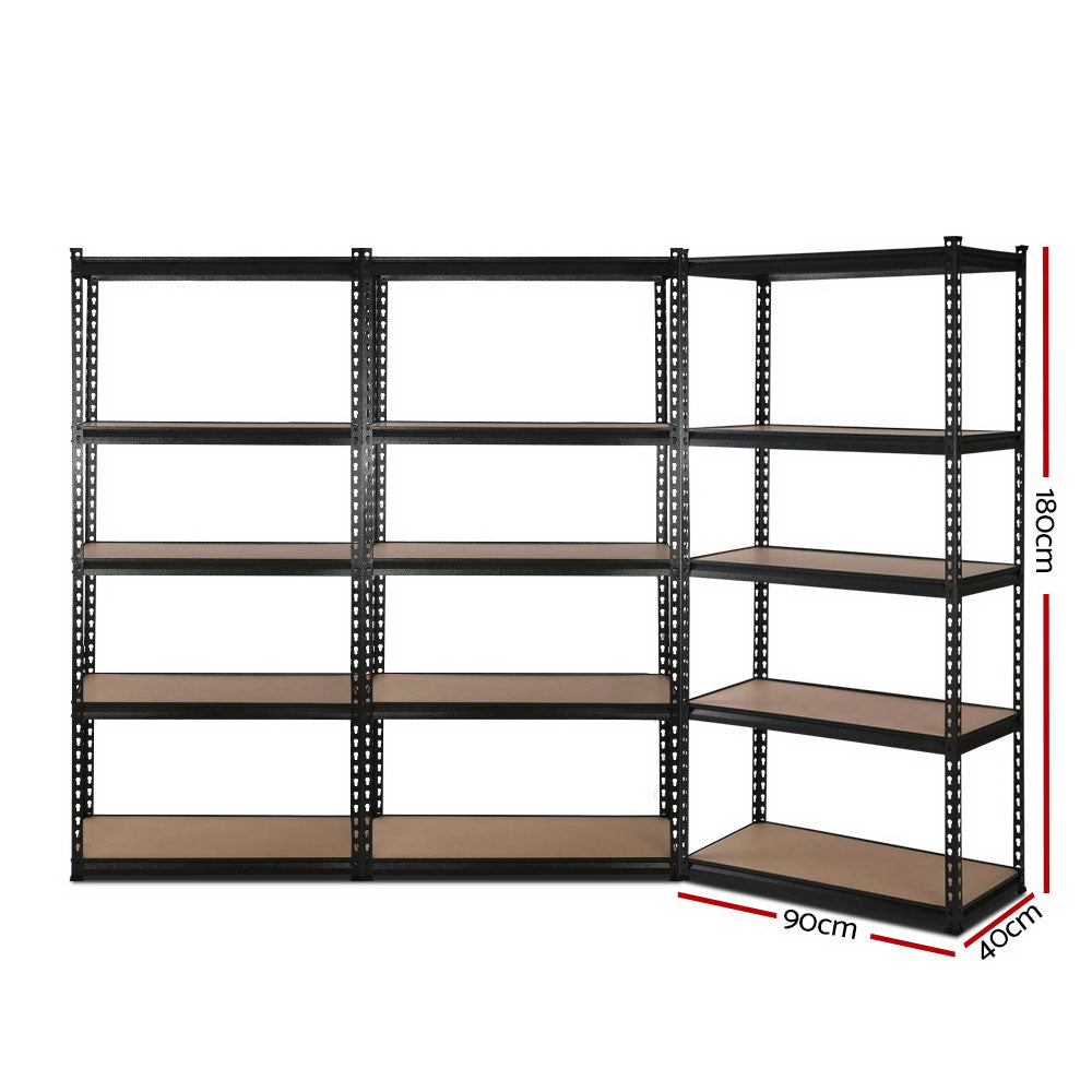 Giantz 3x1.8M Garage Shelving Warehouse Rack Pallet Racking Storage Shelve Black Giantz