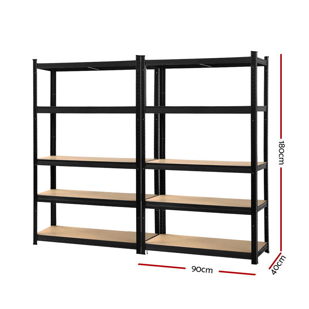 Giantz 2x1.8M Garage Shelving Warehouse Rack Pallet Racking Storage Shelf Black Giantz