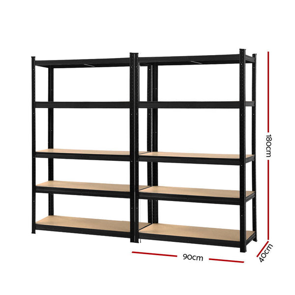 Giantz 2x1.8M Garage Shelving Warehouse Rack Pallet Racking Storage Shelf Black Giantz