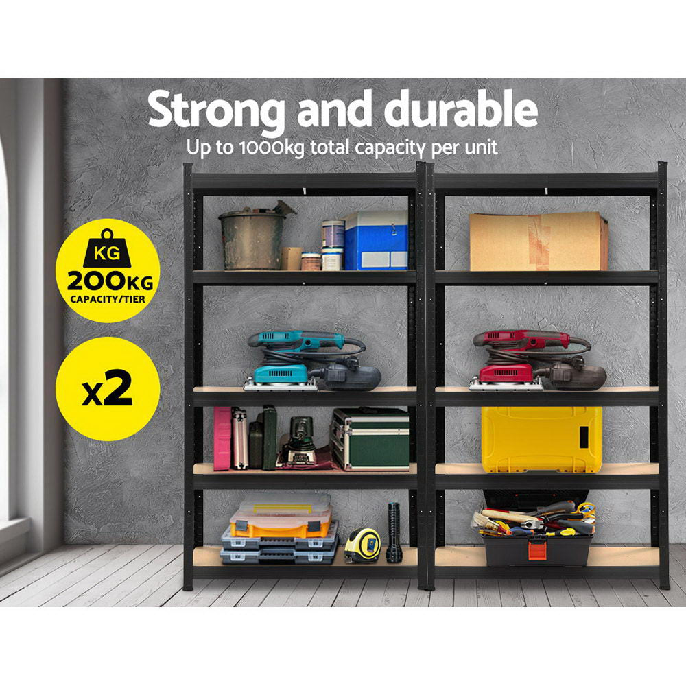 Giantz 2x1.8M Garage Shelving Warehouse Rack Pallet Racking Storage Shelf Black Giantz