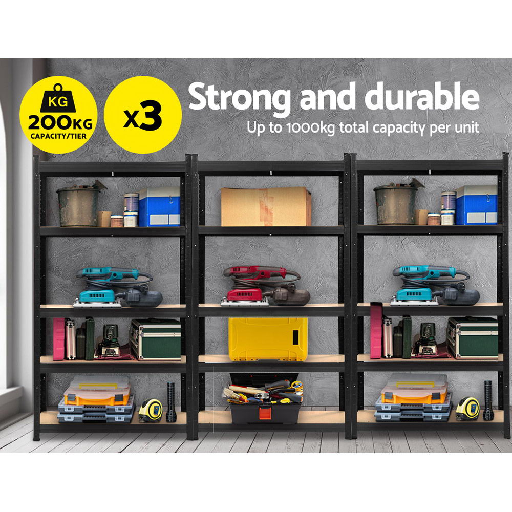 Giantz 3x1.8M Garage Shelving Warehouse Rack Pallet Racking Storage Shelf Black Giantz