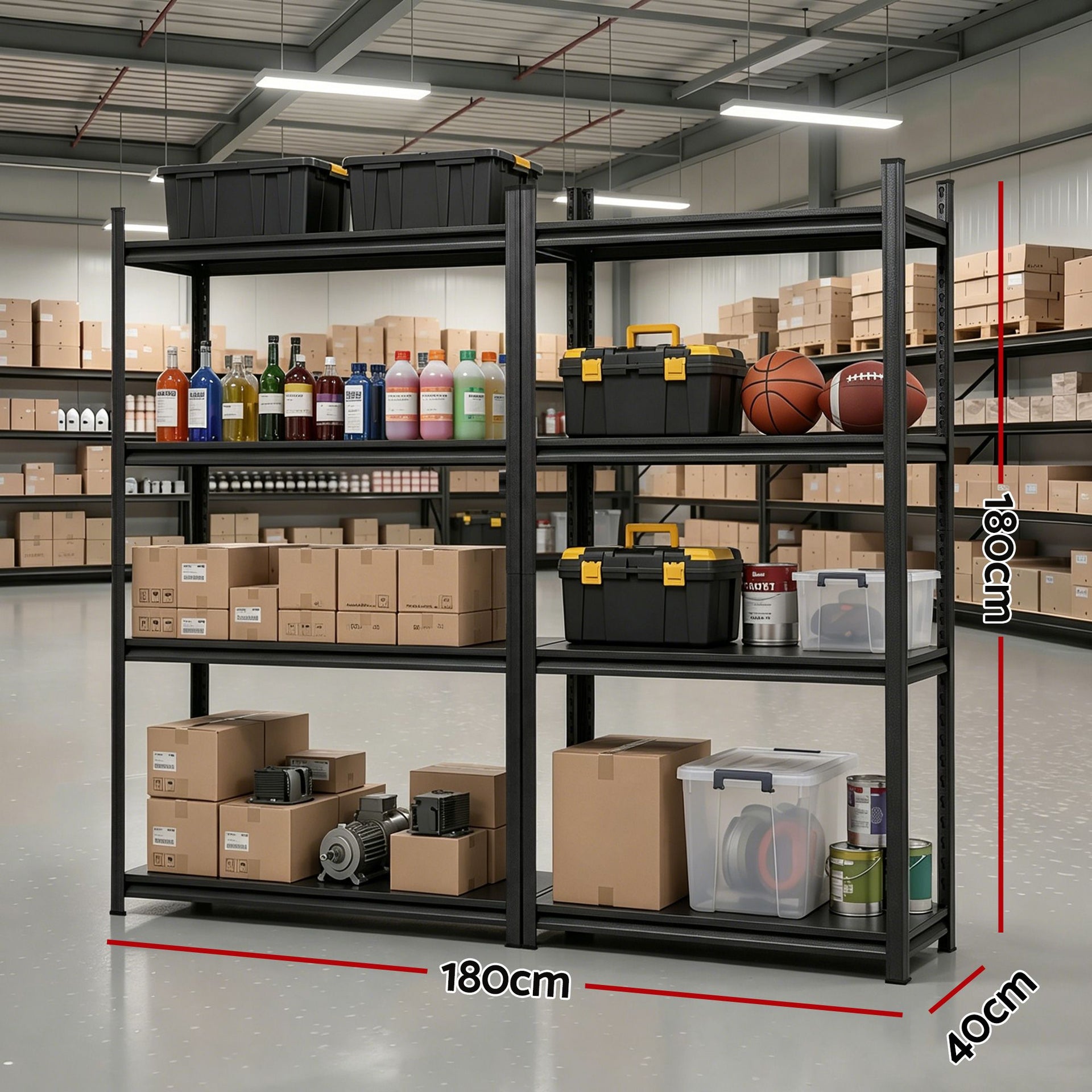 Giantz Garage Shelving 1.8X1.8m Warehouse Rack Storage Shelves Workshop Racks Steel Awezingly