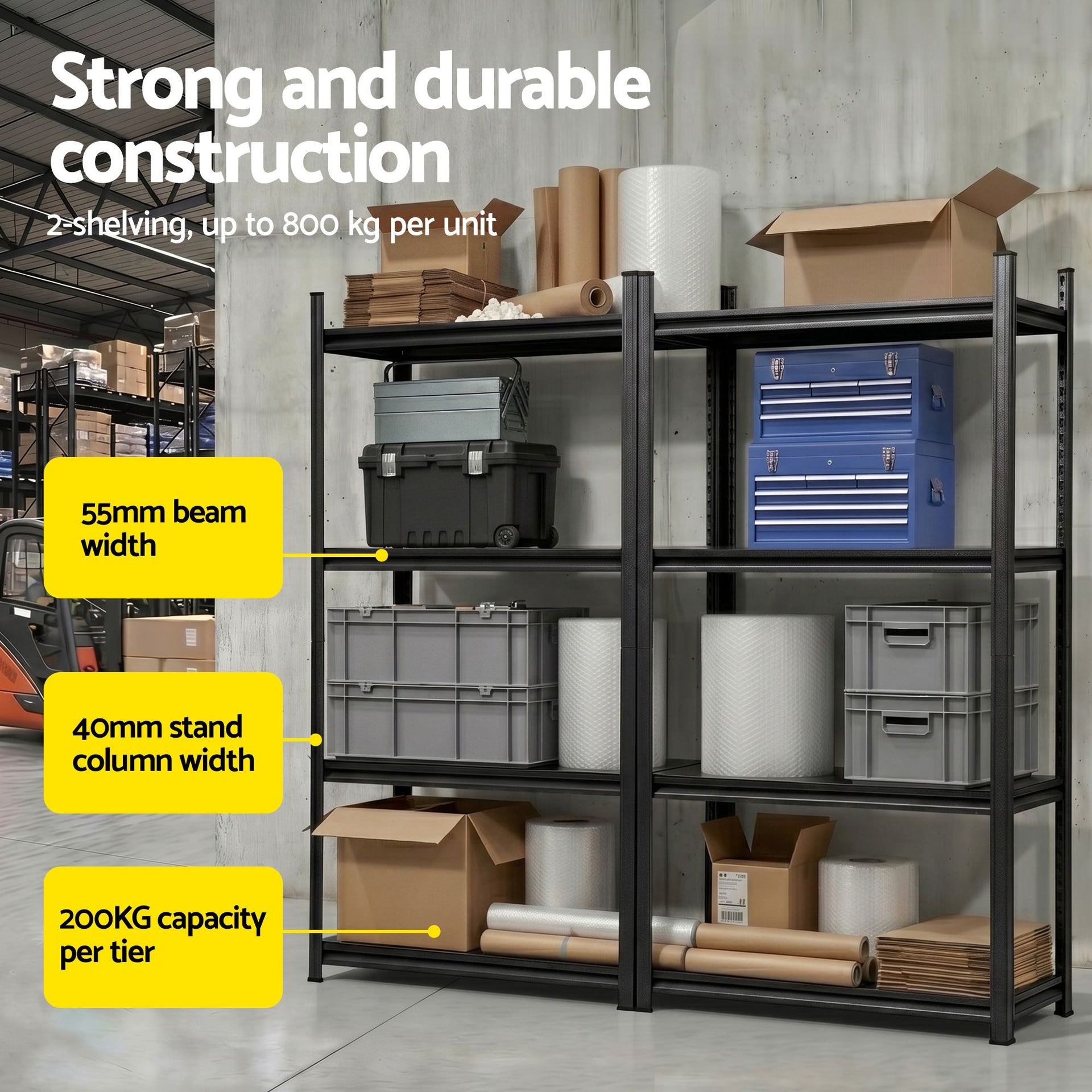 Giantz Garage Shelving 1.8X1.8m Warehouse Rack Storage Shelves Workshop Racks Steel Awezingly