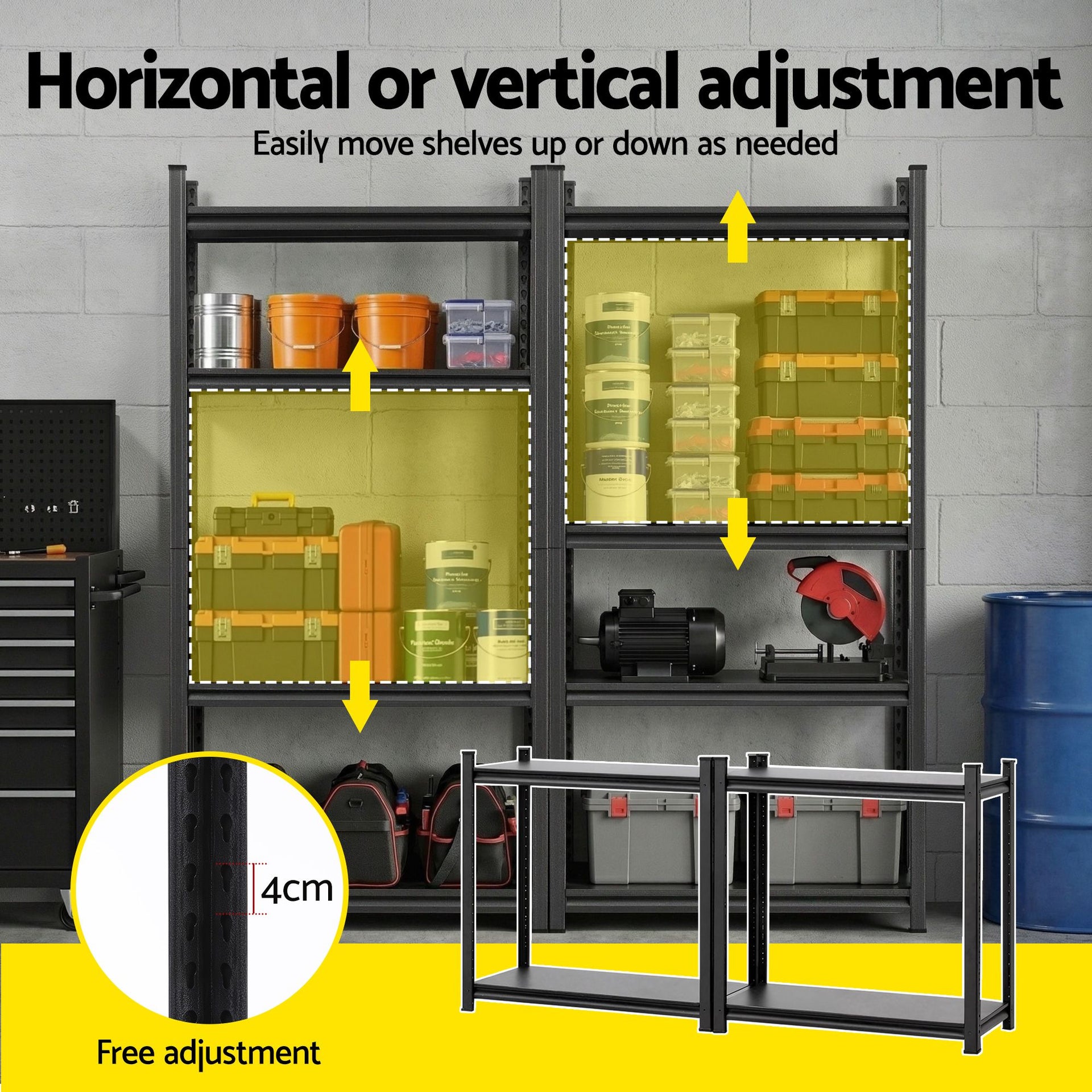 Giantz Garage Shelving 1.8X1.8m Warehouse Rack Storage Shelves Workshop Racks Steel Awezingly