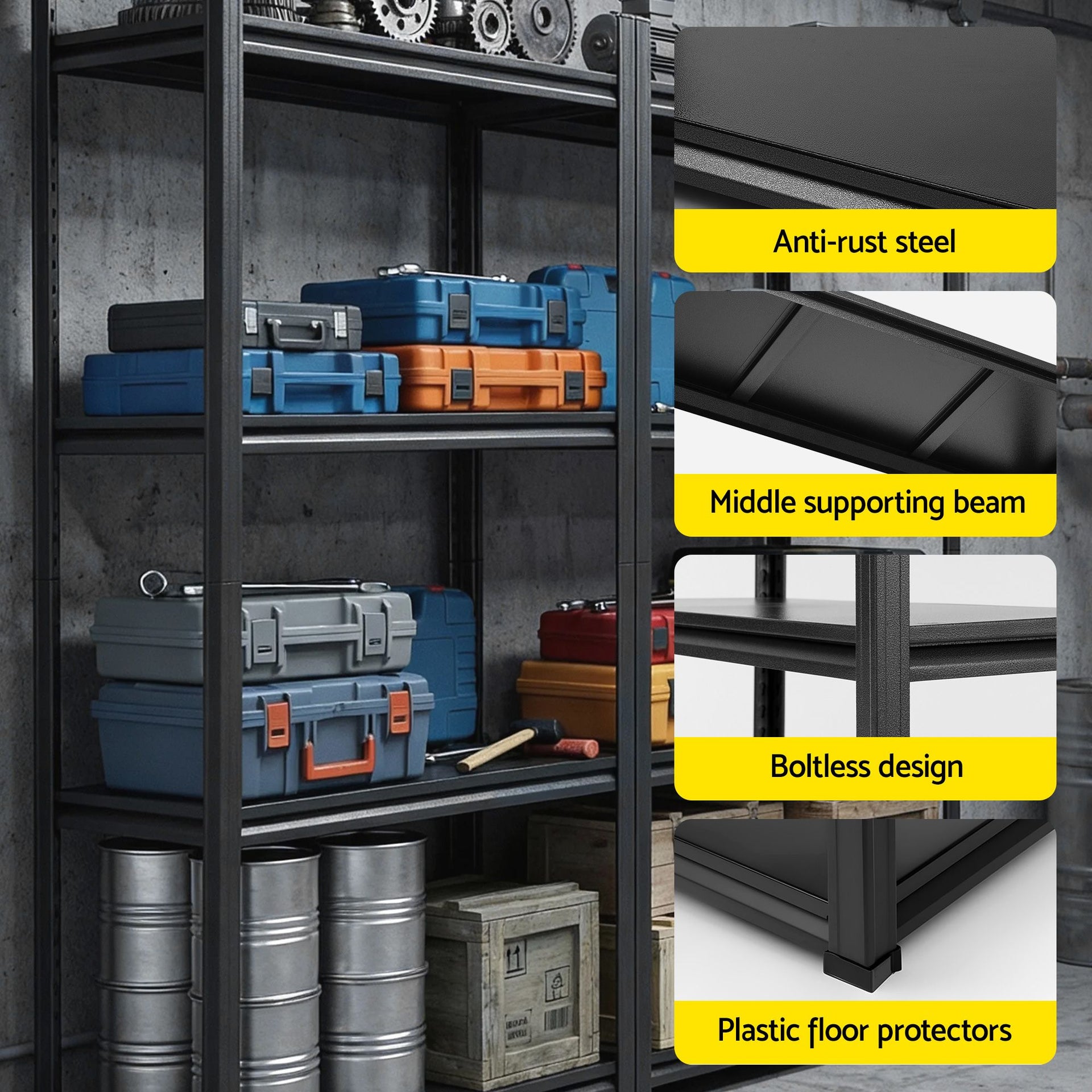 Giantz Garage Shelving 1.8X1.8m Warehouse Rack Storage Shelves Workshop Racks Steel Awezingly