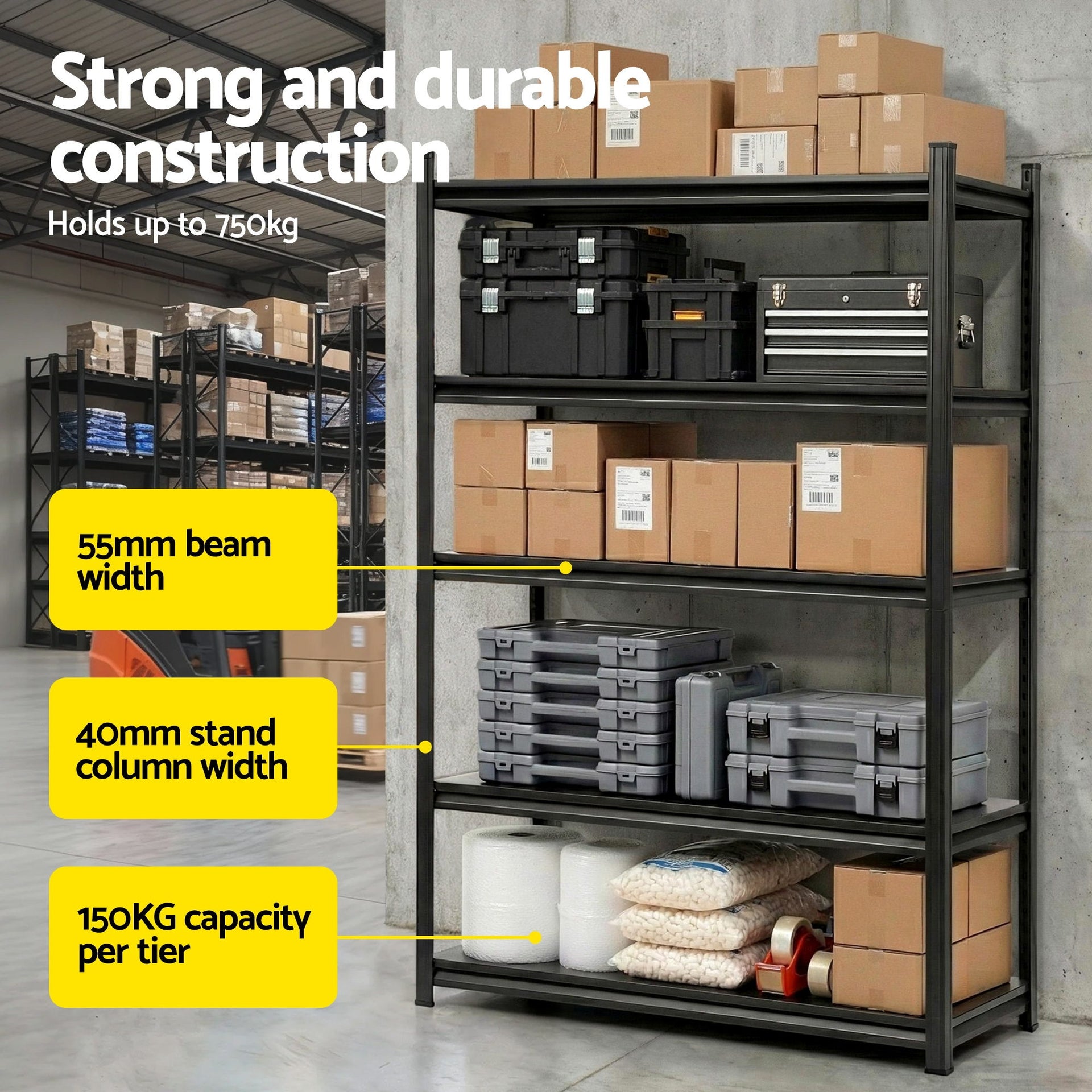 Giantz Garage Shelving 1.8X1.2m Warehouse Rack Storage Shelves Workshop Racks Steel Awezingly
