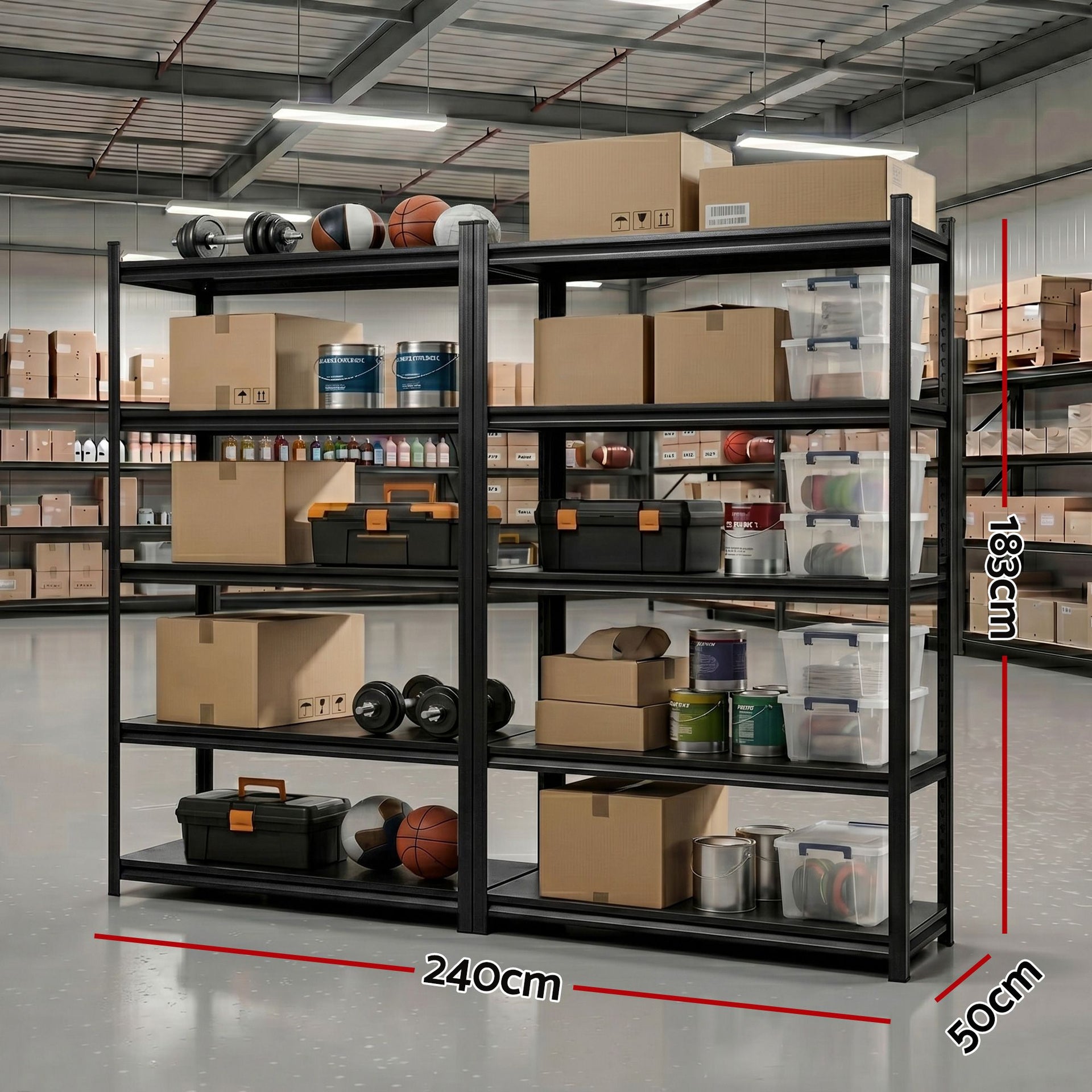Giantz Garage Shelving 2.4X1.8m Warehouse Rack Storage Shelves Workshop Racks Steel Awezingly