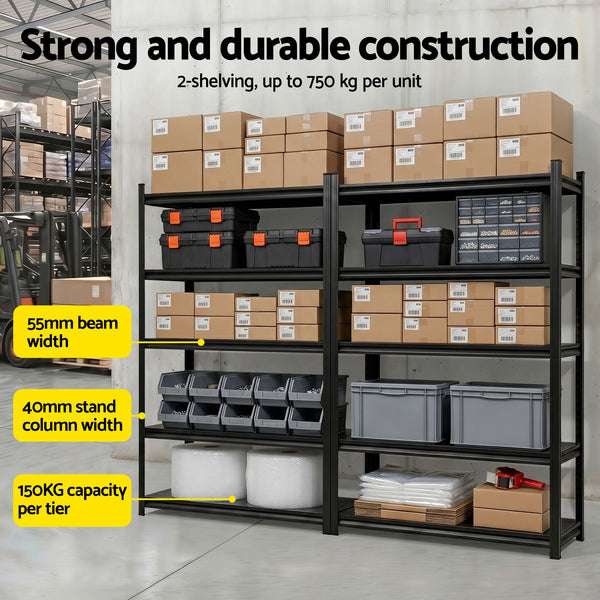 Giantz Garage Shelving 2.4X1.8m Warehouse Rack Storage Shelves Workshop Racks Steel Awezingly