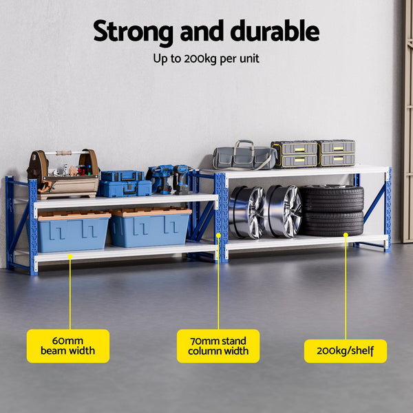 Giantz 2x 0.9M Garage Shelving Workbench Warehouse Rack Awezingly