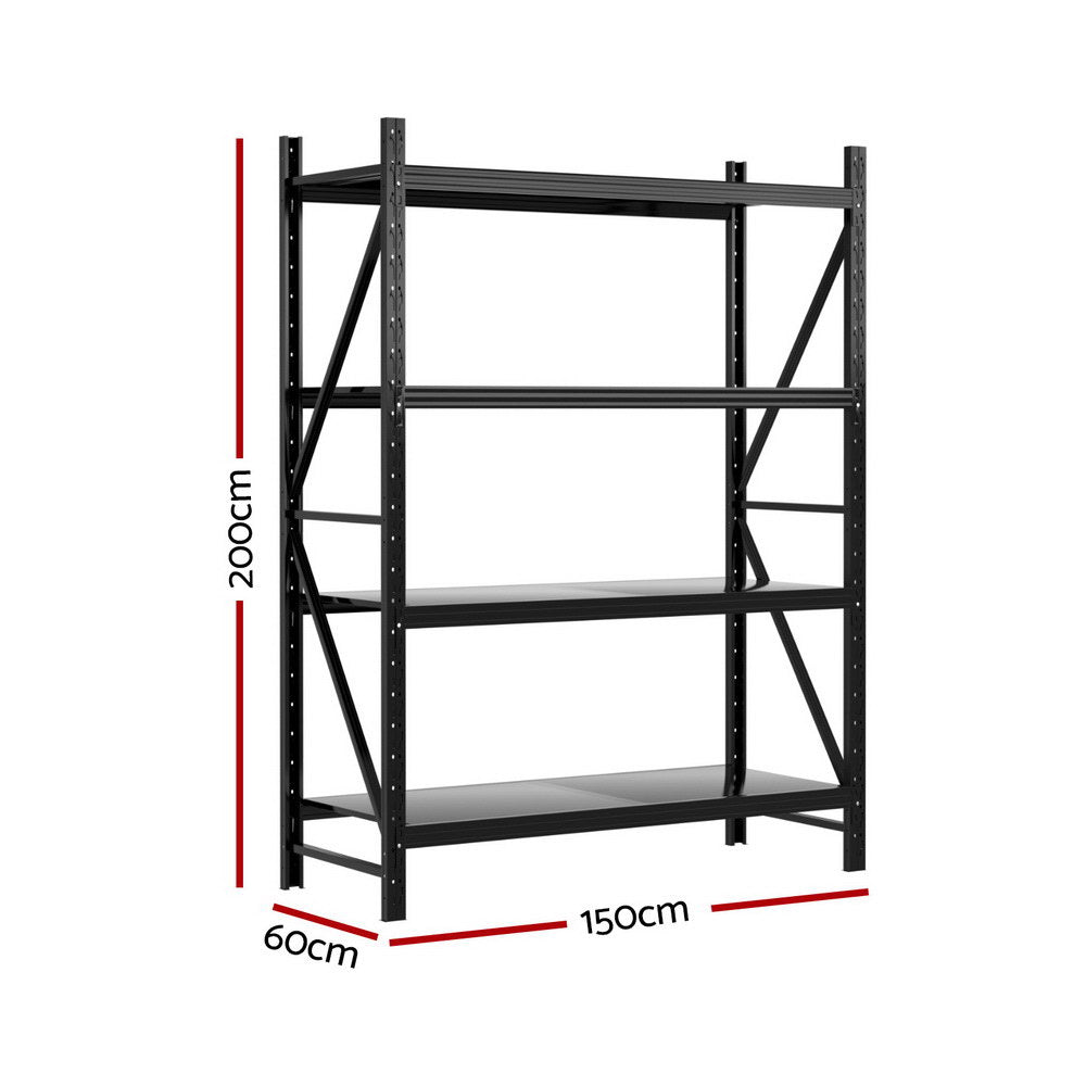 2Mx1.5M Giantz Garage Shelving Warehouse Rack Black Awezingly