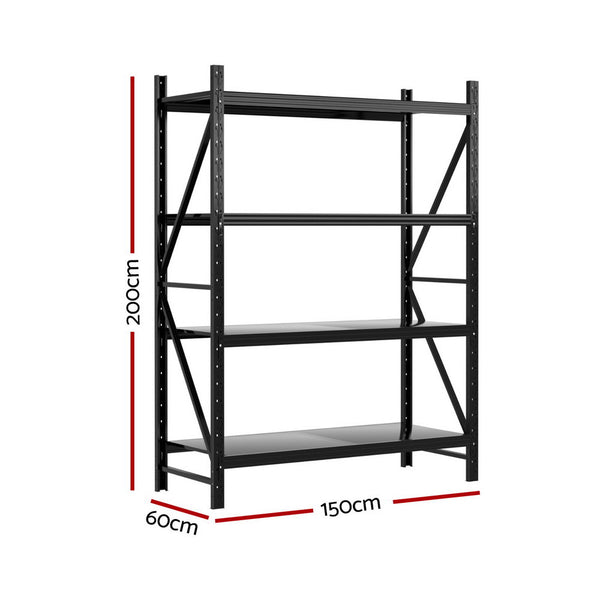 2Mx1.5M Giantz Garage Shelving Warehouse Rack Black Awezingly