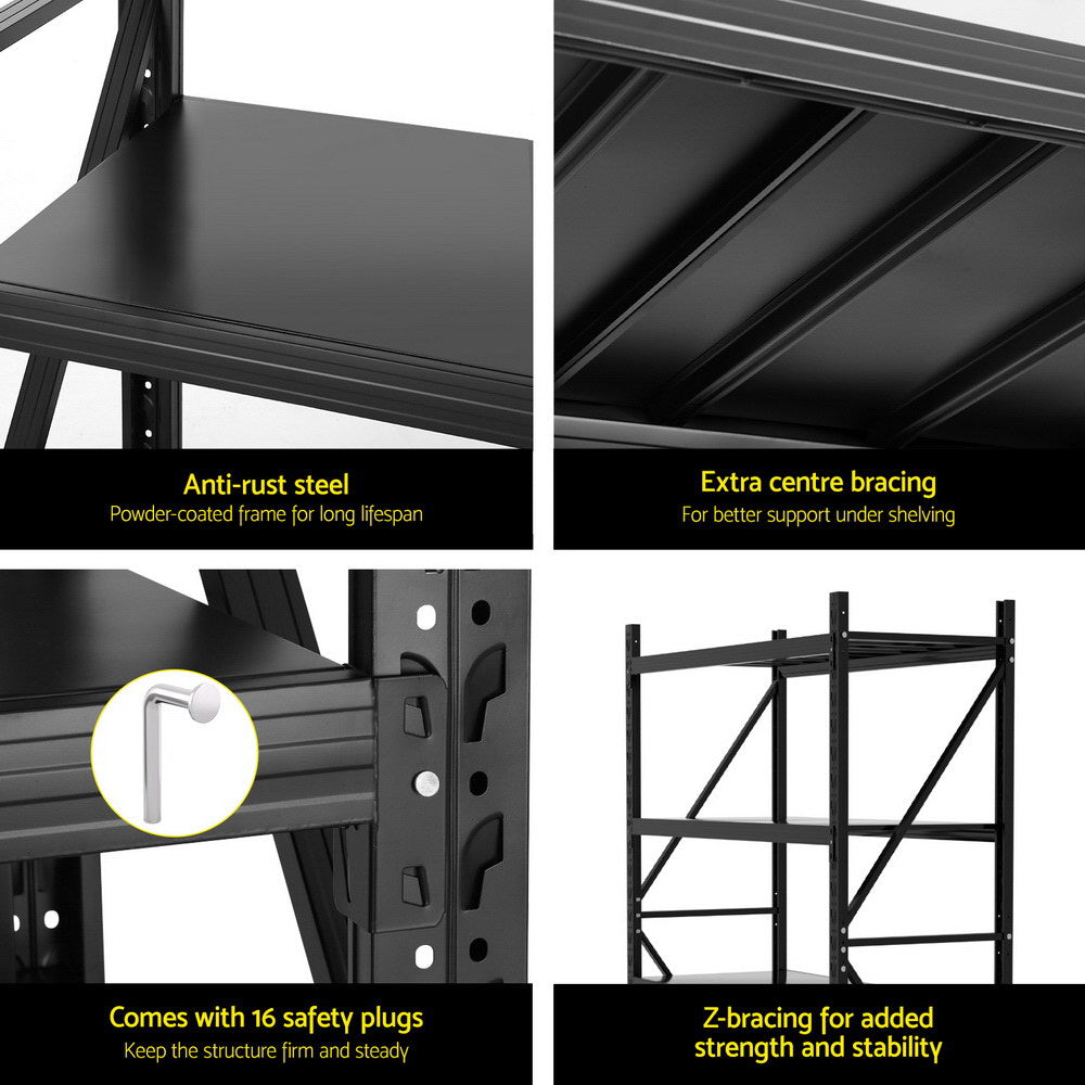 2Mx1.5M Giantz Garage Shelving Warehouse Rack Black Awezingly