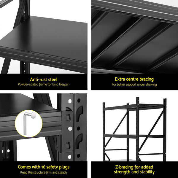 2Mx1.5M Giantz Garage Shelving Warehouse Rack Black Awezingly