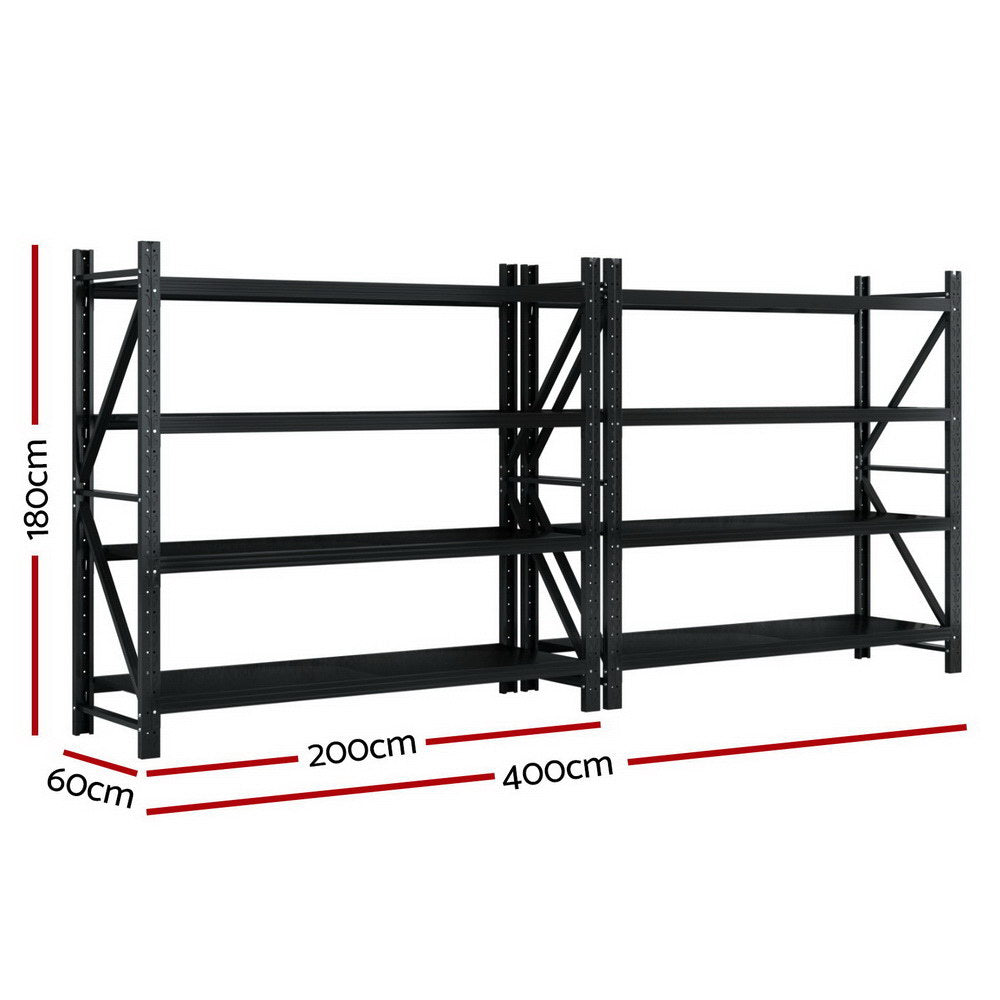Giantz 4Mx1.8M Garage Shelving Warehouse Rack Black Giantz
