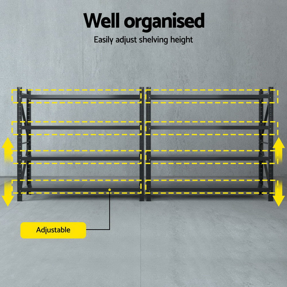Giantz 4Mx1.8M Garage Shelving Warehouse Rack Black Giantz