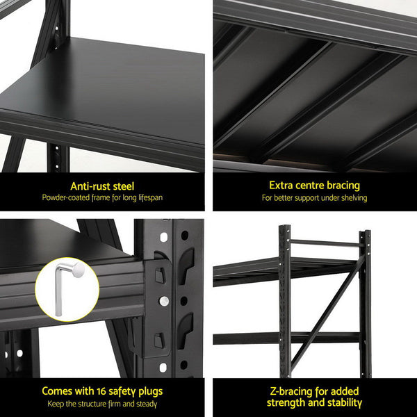 Giantz 4Mx1.8M Garage Shelving Warehouse Rack Black Giantz