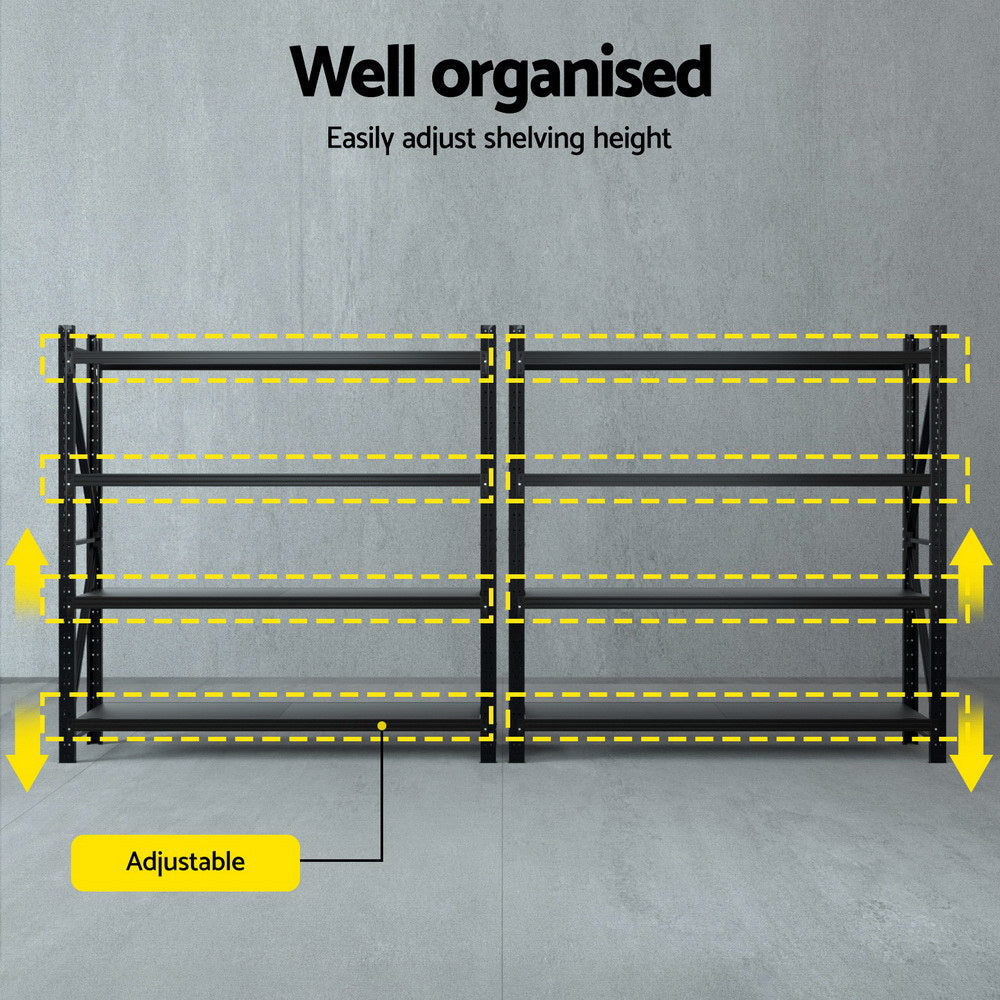Giantz 4Mx2M Garage Shelving Warehouse Rack Black Giantz