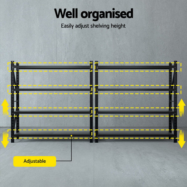 Giantz 4Mx2M Garage Shelving Warehouse Rack Black Giantz