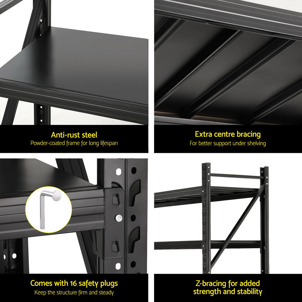 Giantz 4Mx2M Garage Shelving Warehouse Rack Black Giantz