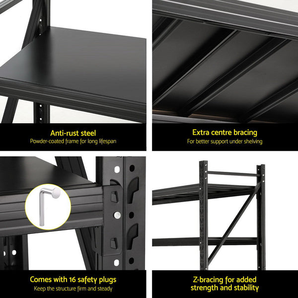 Giantz 4Mx2M Garage Shelving Warehouse Rack Black Giantz
