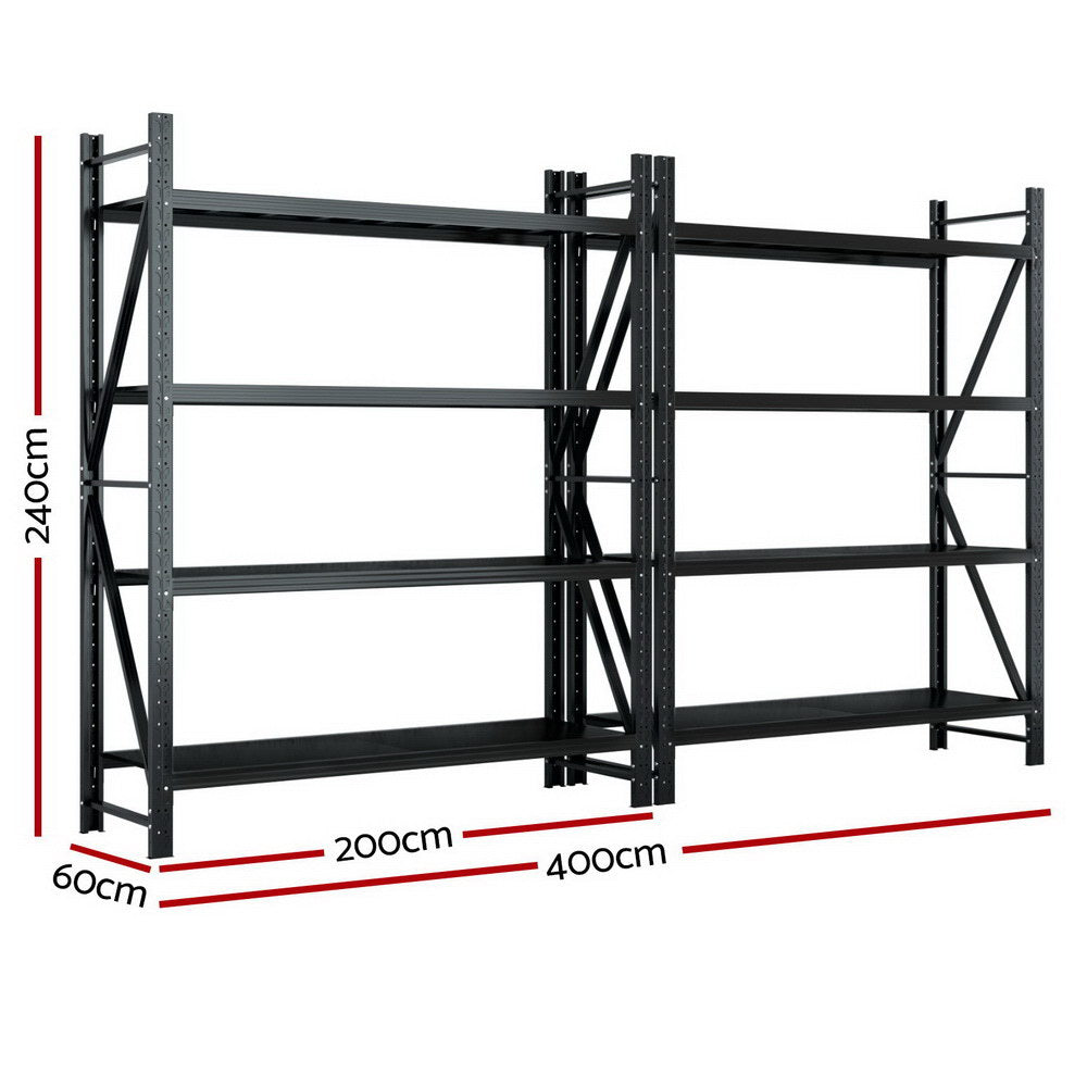 Giantz 4Mx2.4M Garage Shelving Warehouse Rack Black Giantz