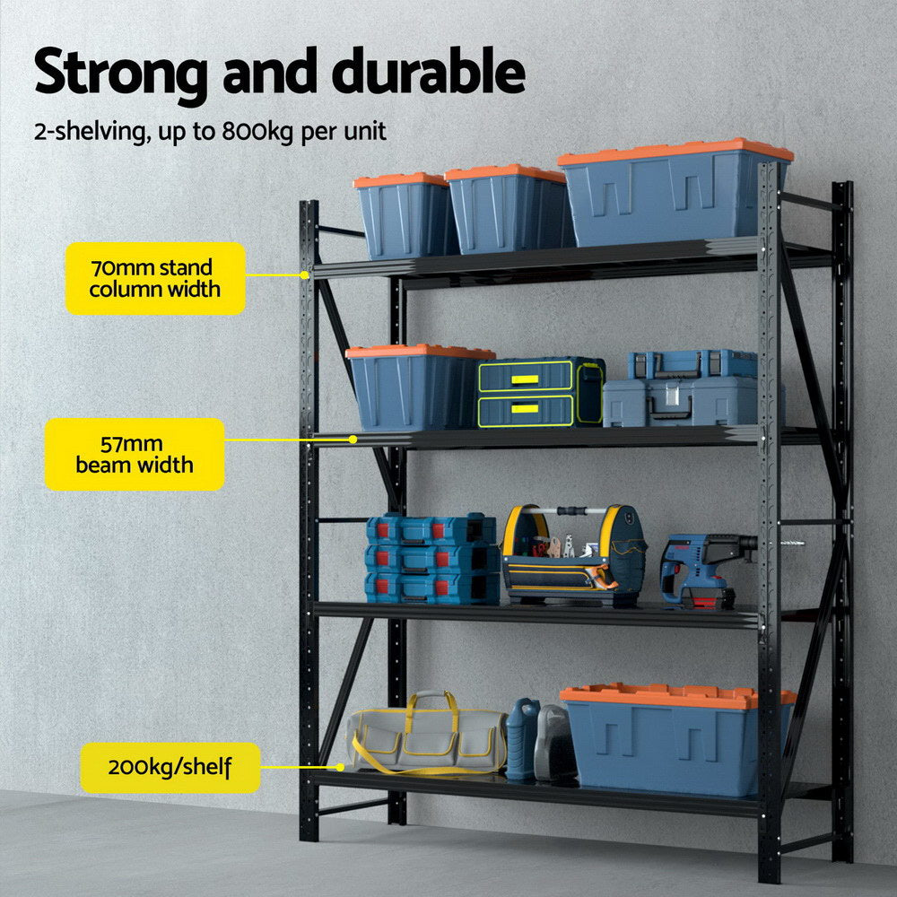 Giantz 4Mx2.4M Garage Shelving Warehouse Rack Black Giantz