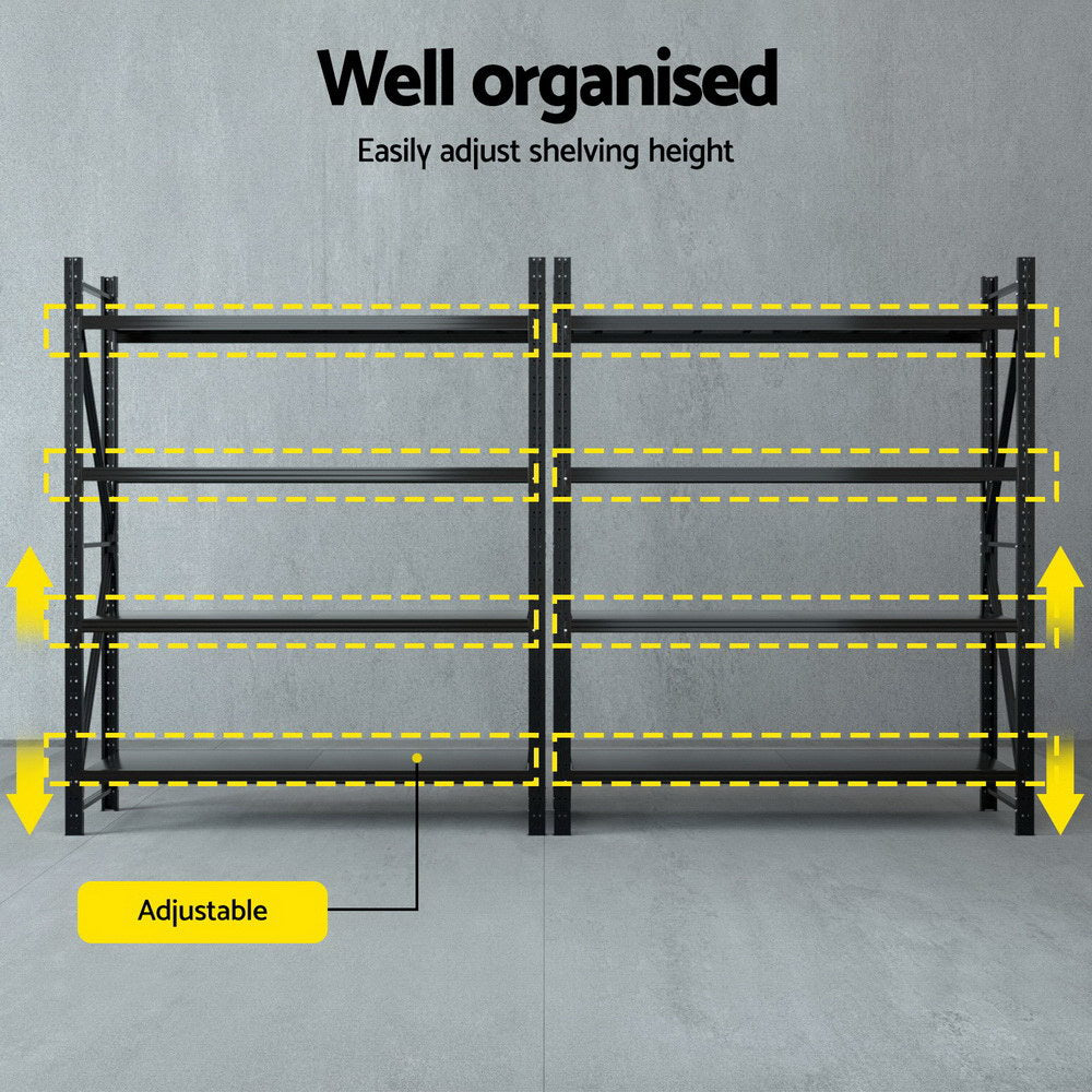 Giantz 4Mx2.4M Garage Shelving Warehouse Rack Black Giantz