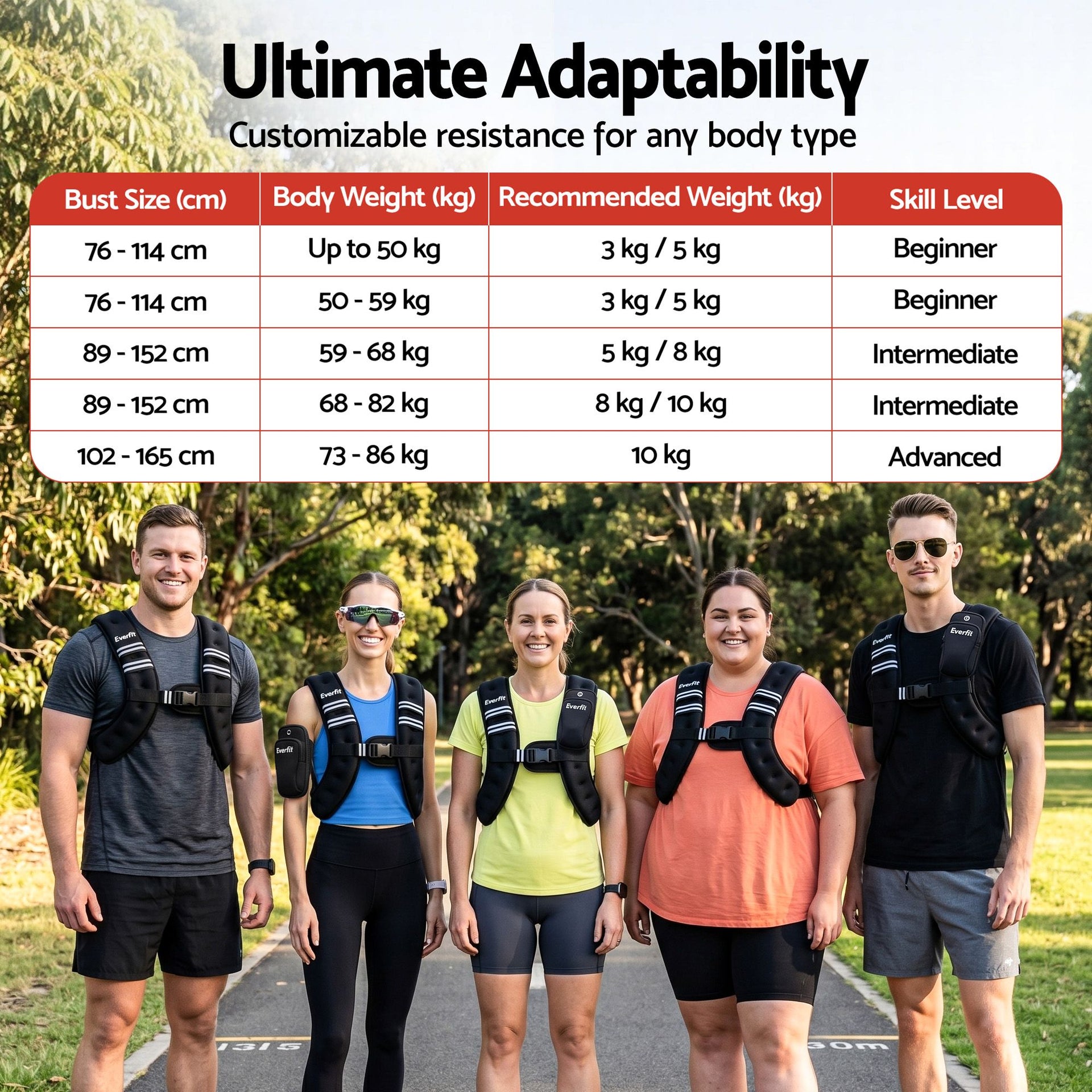 Everfit 3kg Weighted Vest Men Women, Reflective Running Vest with Armband Pouch Everfit