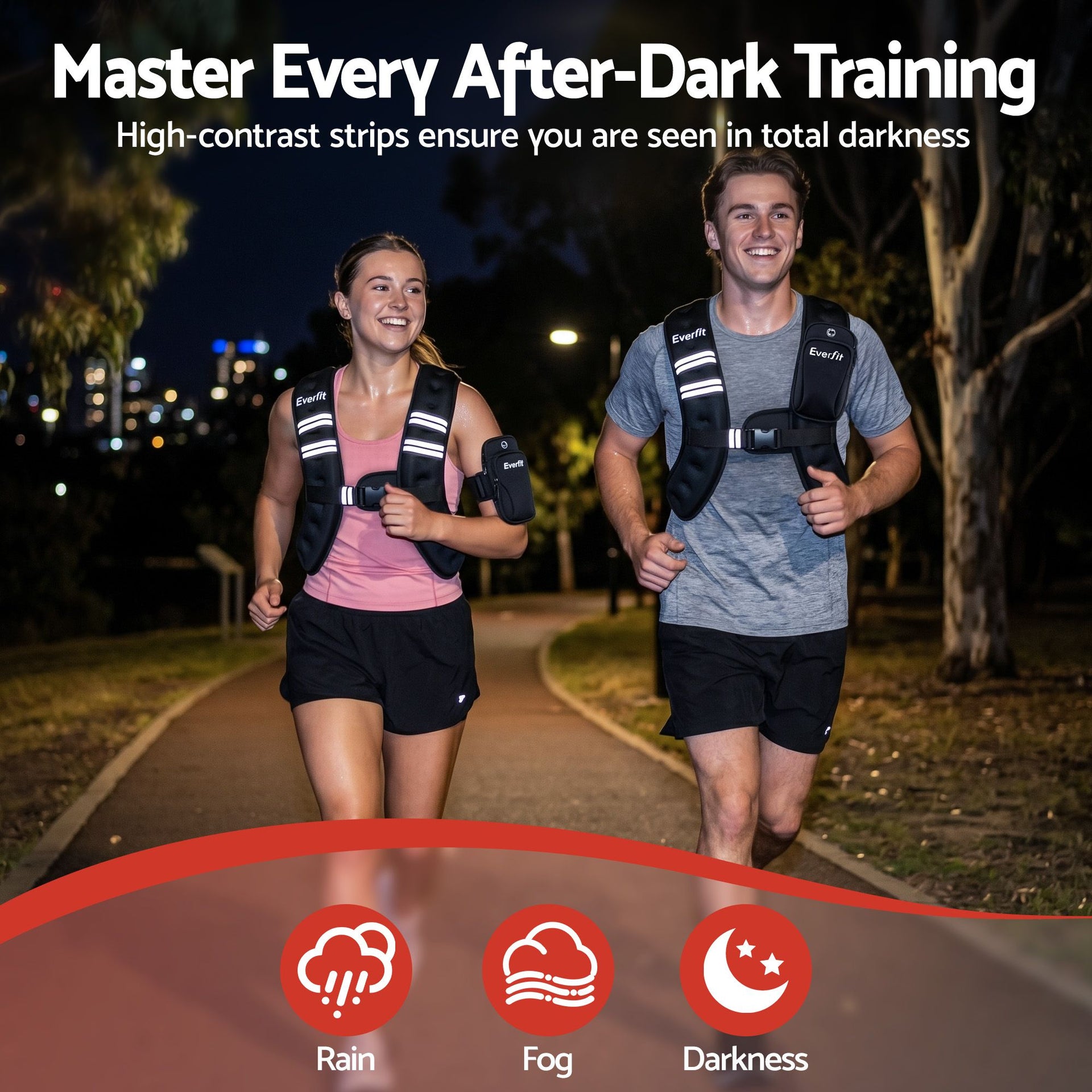 Everfit 5kg Weighted Vest Men Women, Reflective Running Vest with Armband Pouch Everfit