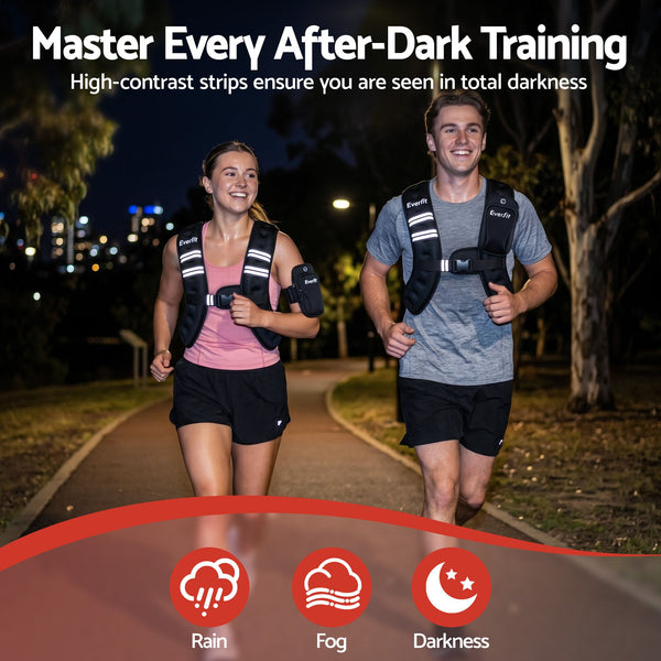 Everfit 5kg Weighted Vest Men Women, Reflective Running Vest with Armband Pouch Everfit