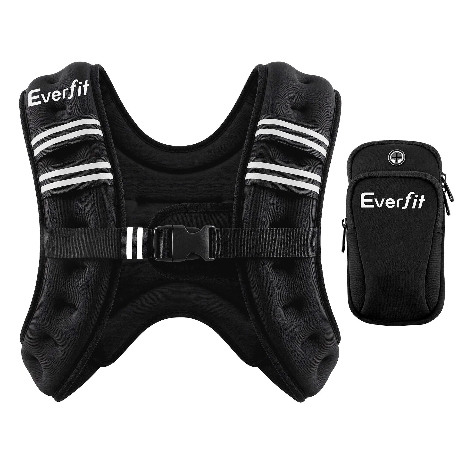 Everfit 10kg Weighted Vest Men Women, Reflective Running Vest with Armband Pouch Everfit