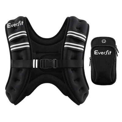 Everfit 10kg Weighted Vest Men Women, Reflective Running Vest with Armband Pouch