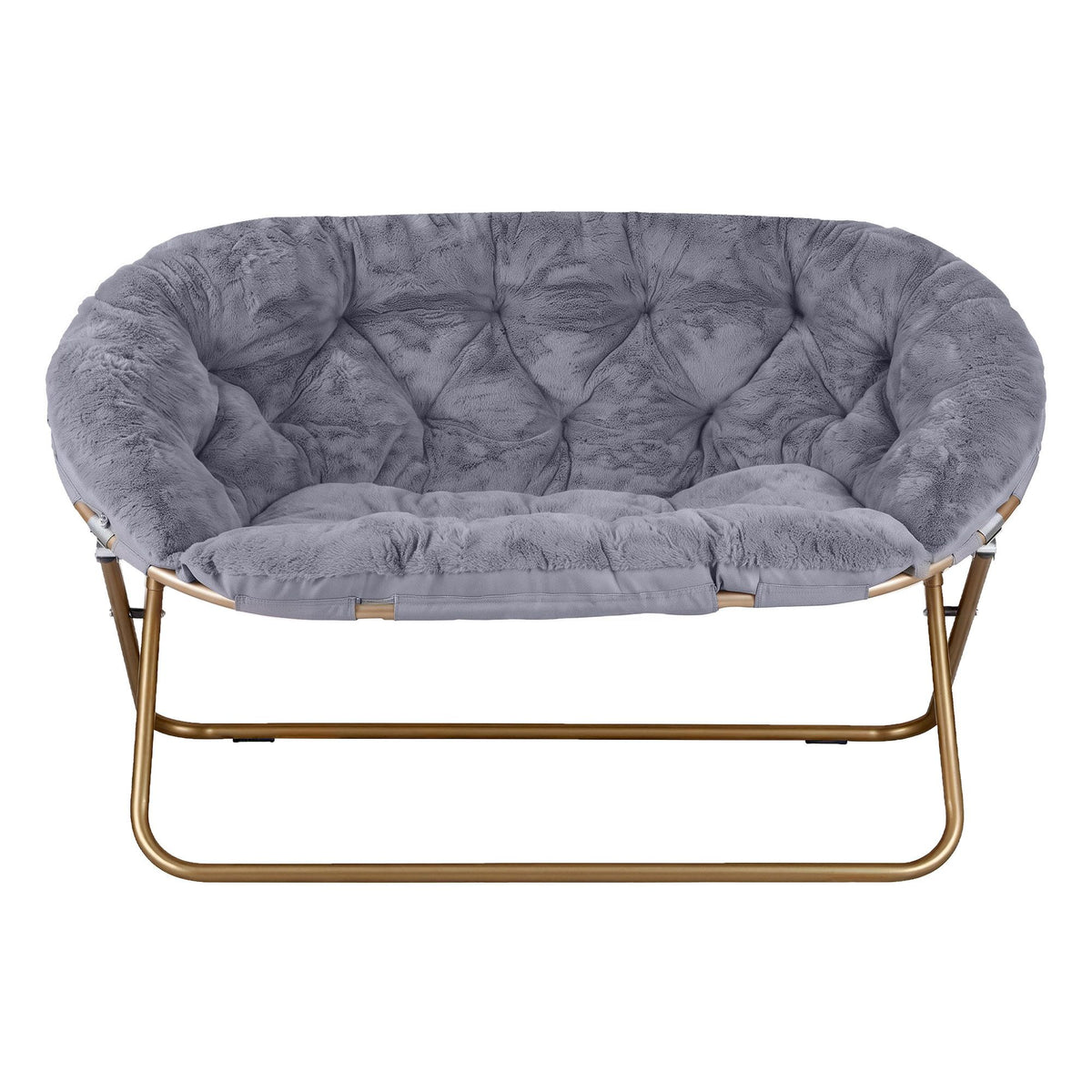 Artiss Double Saucer Chair Soft Faux Fur Lounge Foldable Oversize Chair for Bedroom Grey Artiss