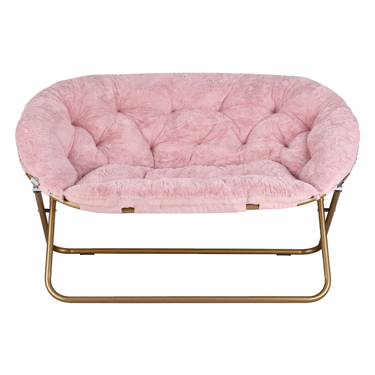 Artiss Double Saucer Chair Soft Faux Fur Lounge Foldable Oversize Chair for Bedroom Pink Artiss