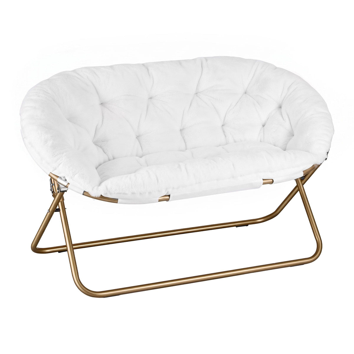Artiss Double Saucer Chair Soft Faux Fur Lounge Foldable Oversize Chair for Bedroom White Artiss