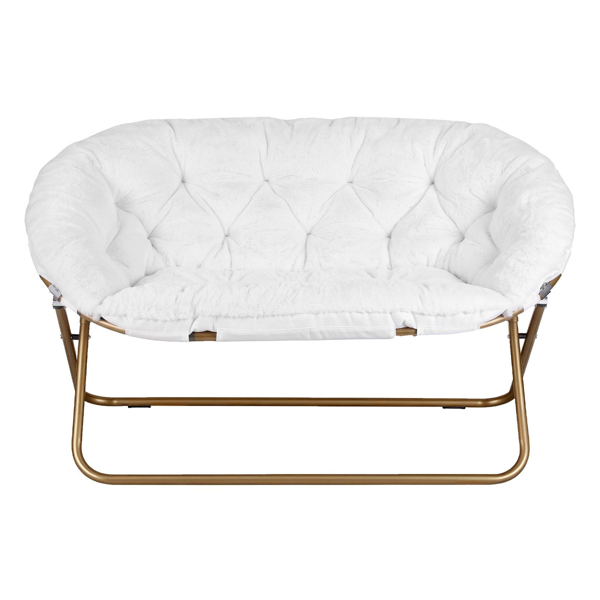 Artiss Double Saucer Chair Soft Faux Fur Lounge Foldable Oversize Chair for Bedroom White Artiss