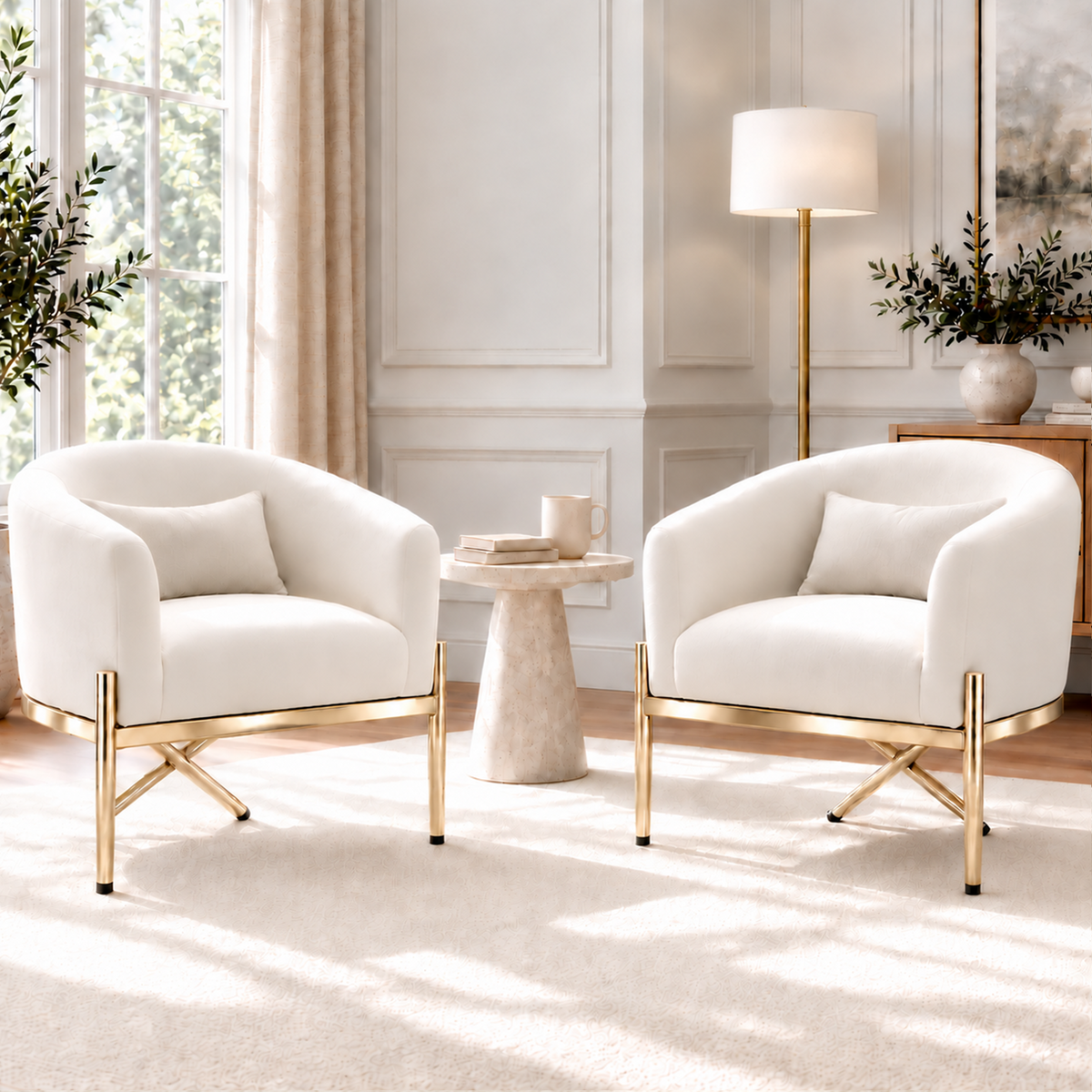 Artiss Armchair Velvet Lounge Accent Chair Nursing Sofa White, Single Sofa Armchair for Living Room, Bedroom, Office and Vanity. Awezingly