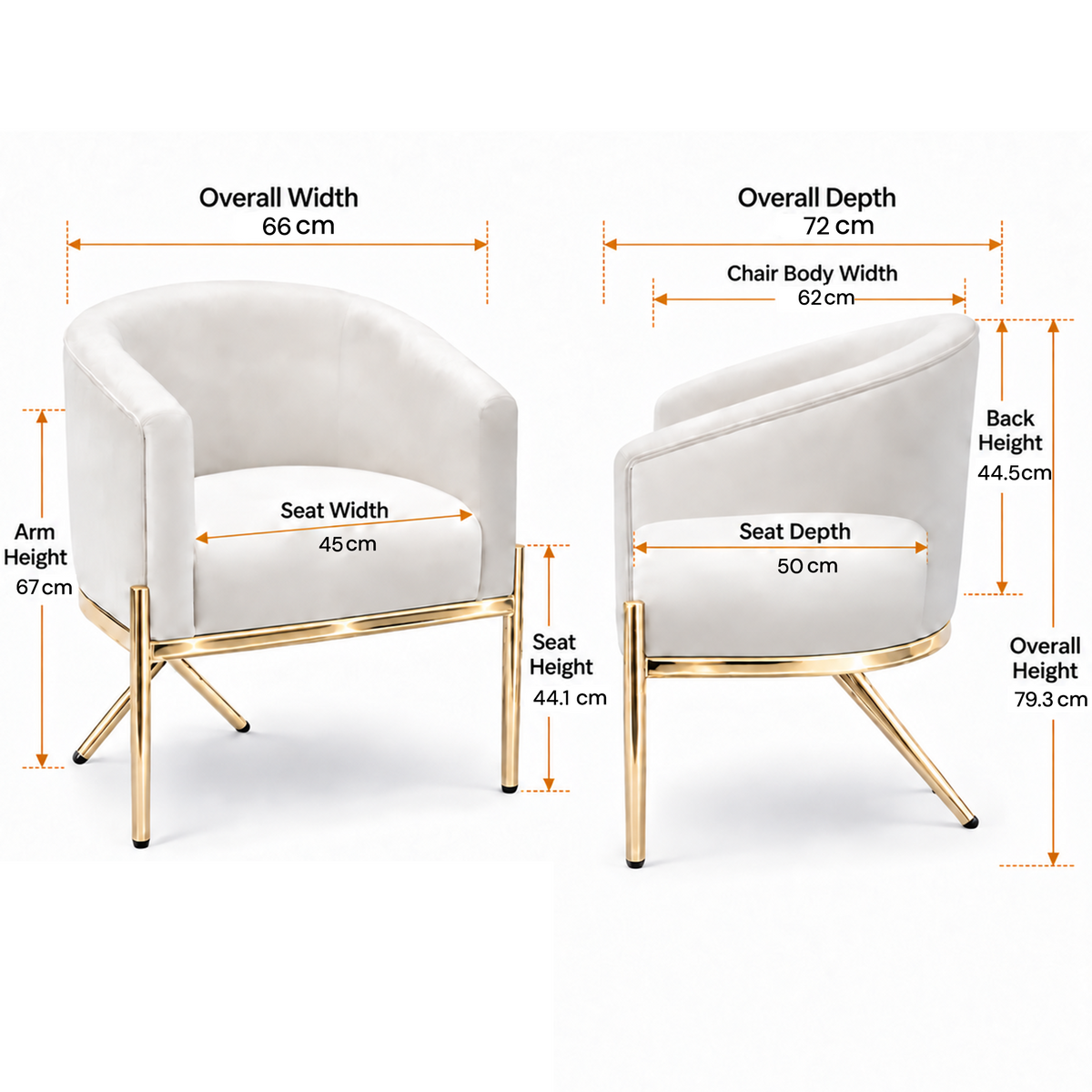 Artiss Armchair Velvet Lounge Accent Chair Nursing Sofa White, Single Sofa Armchair for Living Room, Bedroom, Office and Vanity. Awezingly
